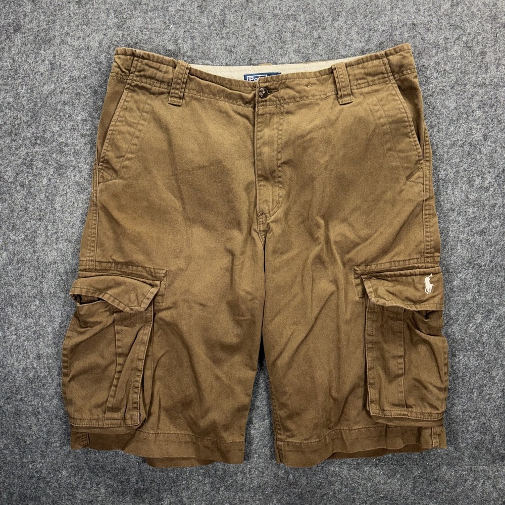 Vintage Polo Ralph Lauren Cargo Shorts Men's 36x14 Brown Baggy Y2K Paratrooper